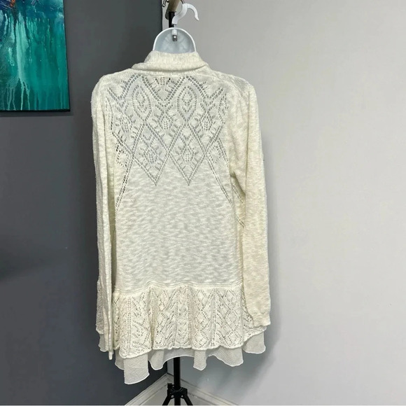 Vintage America Blues Cardigan Women's Large Ivory Boho Fairycore Romantic Sheer - Picture 4 of 12